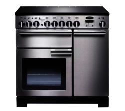 RANGEMASTER  Professional Deluxe 90 Electric Induction Range Cooker - Stainless Steel & Chrome